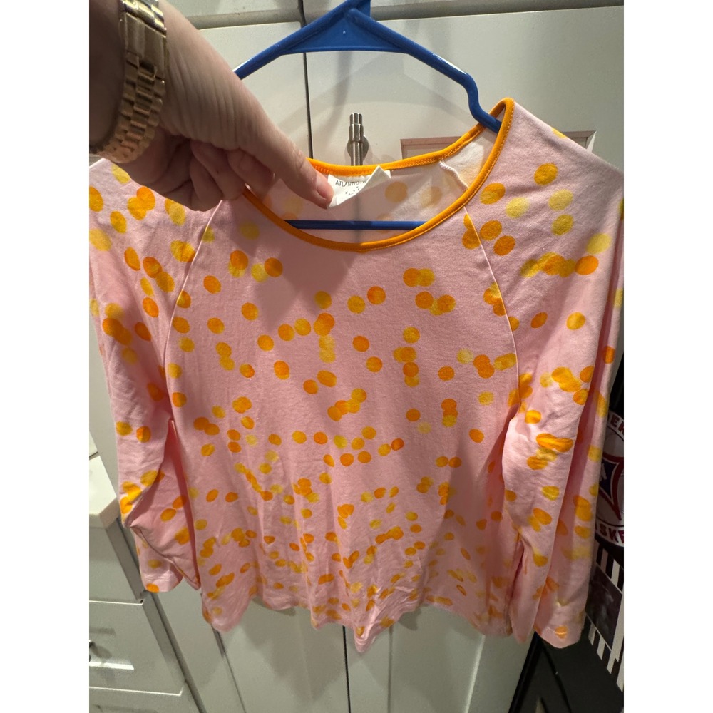 Atlantic-Pacific x‎ LAKE Pajamas Pink Polka Dot Long Sleeve Top Small